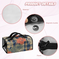 Sac de voyage cosmétique pliable à imprimé tropical ananas hawaïen, organiseur de maquillage avec compartiments transparents amovibles pour les voyages