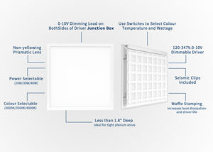 Panel de luz <span class=keywords><strong>LED</strong></span> 5CCT 2x4 y <span class=keywords><strong>5</strong></span> potencias seleccionables 0-10V regulable, 50W 6500LM luz de techo descendente para oficina - Product Image 3