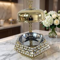 Chauffe-plat de buffet 8L en acier inoxydable épaissi, finition Or Diamant, à chauffage à l'alcool, avec couvercle suspendu, pour mariages et banquets