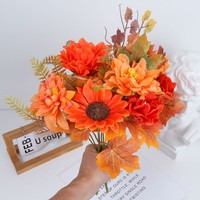 Bouquet de feuilles d'érable artificielles en plastique pour la Fête de la Récolte, décoration intérieure/extérieure réaliste, hauteur 30-100 cm, Thanksgiving, Automne