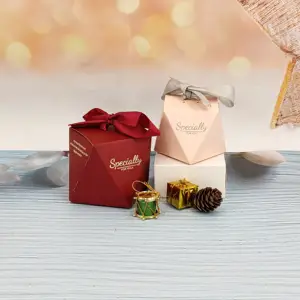 Caja hexagonal personalizada para regalo de boda, recuerdo de cumpleaños, de agradecimiento, dulces para invitados
