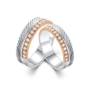 Bague de mariage de luxe en or rose blanc 18 carats de haute qualité avec diamant naturel rhodium bague fine classique pour les fêtes et les anniversaires - Product Image 1