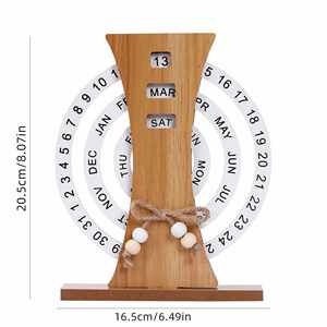 Wholesale Creative Home and Office Desktop Decor Manual Rotating Wood Perpetual <b>Calendar</b> for Daily Use or Gift Giving - Product Image 2