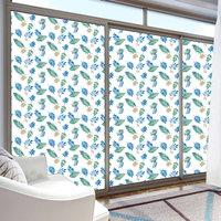 Film de fenêtre décoratif floral imprimé en 3D RNPT, adhésif statique, pour salon, chambre, porte coulissante
