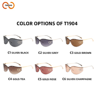 TWOOO T1904 Nouvelle Arrivée Lunettes de Soleil Y2K Sans Monture Monobloc Courbées Surdimensionnées Double Cœur Rétro Haut de Gamme Vente en Gros