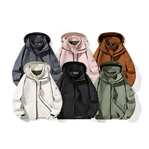 Vestes d'extérieur pour hommes, automne et hiver, nouvelle veste coupe-vent imperméable pour couple, veste Joker pour hommes, manteau de couleur unie, confortable et chaud - Product Image 5