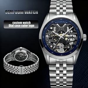 Reloj Mecánico Automático de Lujo con Esqueleto para Hombre, Personalizable con Logotipo, Correa de Acero Inoxidable, en Caja, Gran Venta - Product Image 1