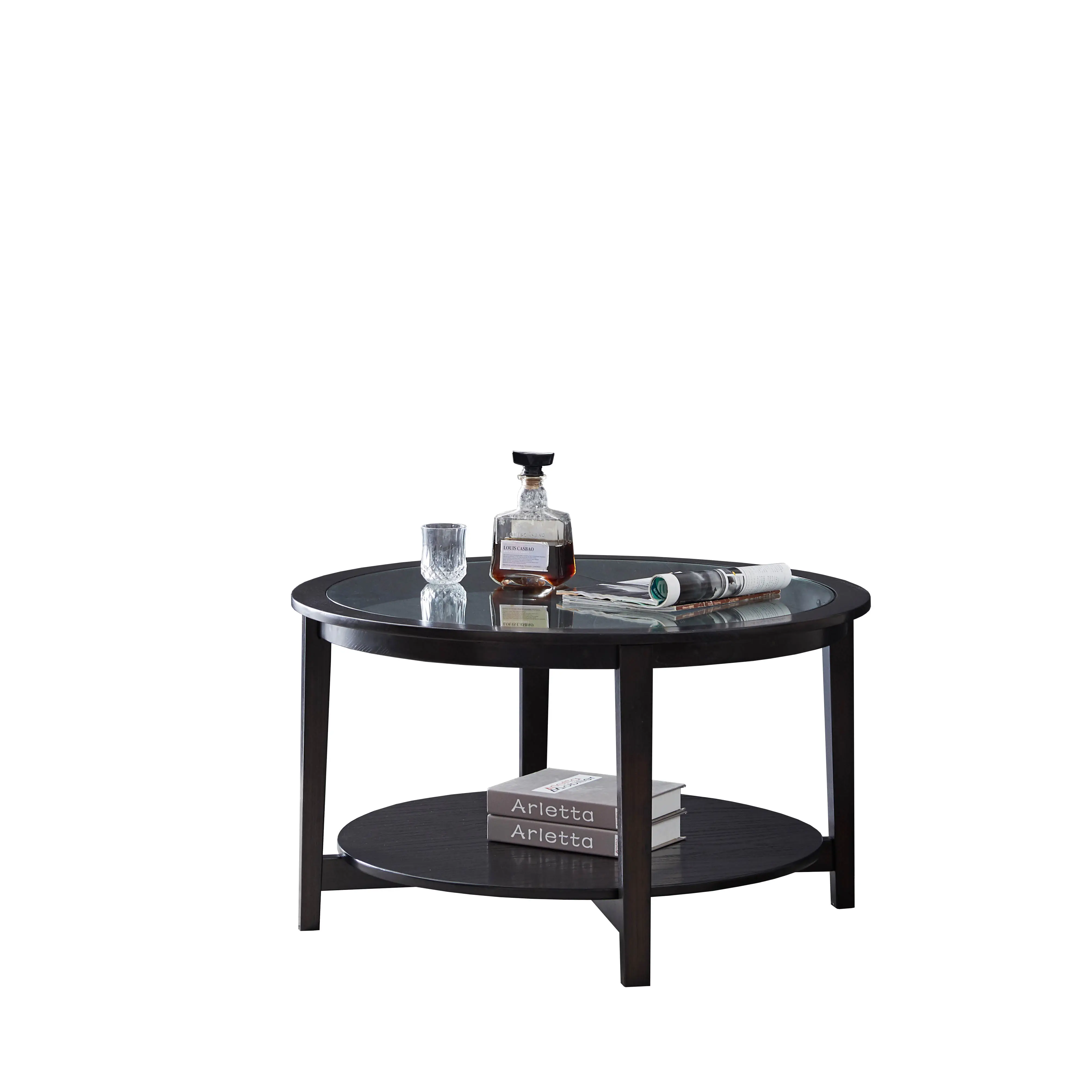 미국 커피 테이블 더블 데크 디자인 넓은 표면 별도의 선반 단단한 나무 프레임