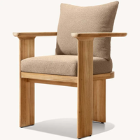 Ensemble de salle à manger d'extérieur en teck moderne de luxe pour cour et patio de villa - Table et chaises durables résistantes aux intempéries