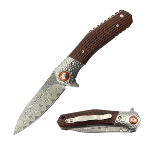 Chất Lượng Cao Tùy Chỉnh Tư Nhân Damascus Lưỡi Rèn Hạt Pommel & Gỗ Xử Lý Fusion Gấp Dao - Product Image 1