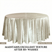 Nappe Ronde en Velours Froissé de 132 Pouces Personnalisable, Ignifuge, Anti-Taches, Réutilisable, Durable et Lavable pour Banquets d'Hôtel