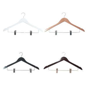 Cintres en bois massif naturel pour usine, cintres à vêtements et manteaux avec pinces, antidérapants, durables, pour armoire et salle de bain - Product Image 3