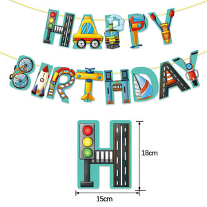 Décorations de fête d'anniversaire pour enfants, nouveaux véhicules de transport, ballons en latex, bannière, décoration de gâteau, <span class=keywords><strong>ensemble</strong></span> de fête pour garçon - Product Image 2