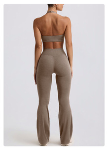Conjunto Deportivo Ecológico y Transpirable de 2 Piezas para Mujer: Sujetador Deportivo <span class=keywords><strong>sin</strong></span> Espalda ni Tirantes con Correa para el Cuello y Pantalones Largos para Correr y Yoga - Product Image 3