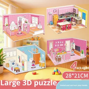 Giấy 3D Câu Đố CHA mẹ-con lắp ráp trẻ em giáo dục sớm Đồ chơi cho bé gái và bé trai Tự làm khối giấy Câu Đố thời trang - Product Image 2