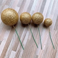 Boules artificielles scintillantes de 2 à 4 cm, or, argent, noir, blanc, bleu, rose, pour décorer les gâteaux, fournitures pour fêtes