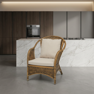 Silla de Salón Hecha a Mano de Ratán con Respaldo Sólido, Silla de Ocio Contemporánea para el Hogar, Muebles de Diseño Moderno - Product Image 4