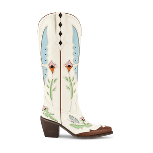 WETKISS scarpe da donna alla moda personalizzate con <span class=keywords><strong>tacco</strong></span> grosso <span class=keywords><strong>stivali</strong></span> da Cowgirl con <span class=keywords><strong>tacco</strong></span> alto floreale al ginocchio <span class=keywords><strong>stivali</strong></span> da Cowboy <span class=keywords><strong>bianchi</strong></span> con punta a forma di farfalla - Product Image 2