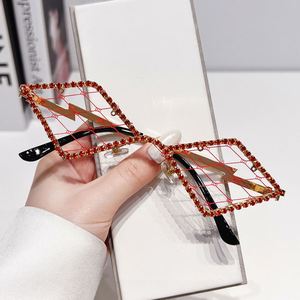 Gafas de Malla con Montura de Aleación y Diamantes Incrustados sin Lentes para Mujer, Lujo 2025, Venta al por Mayor - Product Image 3