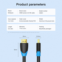 Cable HDMI Mindpure 4k de Alta Velocidad 60Hz 18Gbps HDR, Chapado en Oro, 19 Plus 1 Núcleo CCS, Núcleos de Ferrita Dobles para Cine en Casa, TV, PC