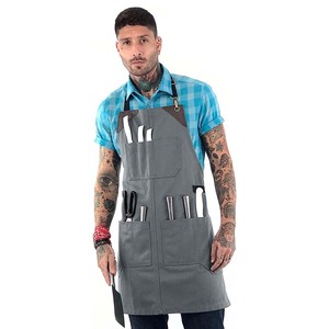 Tablier d'outil de <span class=keywords><strong>barman</strong></span> de boucher de gril de chef réglable masculin et féminin renforcé de cuir de toile résistant - Product Image 1