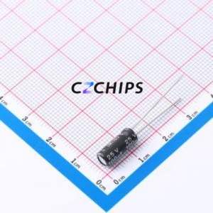 Condensateur électrolytique en aluminium à montage traversant 152EC0403, composant à montage traversant THT, D5xL11mm 100uF 20% 25V 151mA-100kHz - Product Image 1