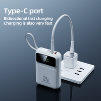 Batterie Li-polymère TDX TZ124 18W/22.5W Type-C à charge rapide, 20000mAh, mini écran numérique, certifiée CE/FCC, batterie externe 2-en-1