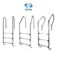 Échelle de piscine extérieure MU, échelle de piscine rétractable, prix d'usine, acier inoxydable 304, 3 marches, antidérapante, en acier inoxydable ou en plastique