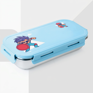 Boîte à lunch rectangulaire FLORET en acier inoxydable avec couvercle en plastique pour enfants, design mignon, sans BPA, anti-fuite - Product Image 1