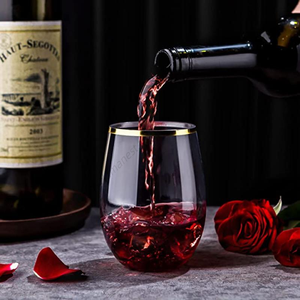 Vente en gros de verres à cocktail pour réceptions de mariage DD1050, 16 oz, verres à vin en plastique pour bars, coupes à champagne sans pied avec bord doré - Product Image 3