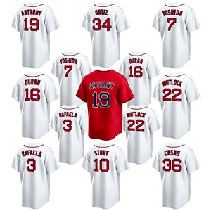 Camiseta de Béisbol Unisex Boston Bordada y Cosida # 19 Roman Anthony # 16 Jarren Duran # Camiseta de Manga Corta 100% de David Ortiz, Número 34, para Softbol - Product Image 1