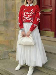 In Stock Santa Baby Red Sweater for Christmas Celebration and Family Dinner Reliable Soft Texture Knitted Pullover <strong>Jumper</strong> - Product Image 6