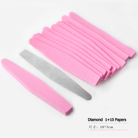 10 pièces lime à ongles en papier de verre amovible rose avec poignée en acier inoxydable tampon à ongles de remplacement en métal 100/180 pour manucure