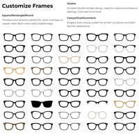 Monture de lunettes en acétate rectangle léger de style rétro transparent à la mode