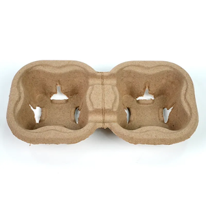 Phân Hủy Sinh Học Takeaway Dùng Một Lần Mía Bột Giấy Cà Phê Uống 2 Cup Chủ Khay Bột Giấy Cup Tàu Sân Bay - Product Image 5