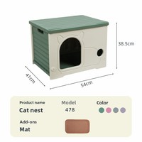 Nichoir pour chat d'extérieur 478, adapté à toutes les saisons, imperméable, résistant au soleil, respirant, petit, semi-fermé, en plastique, pour chats errants