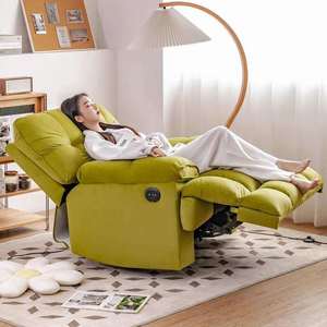 Sofá individual giratorio eléctrico de lujo moderno, sillón reclinable de diseño con capitoné para dormitorio, ideal para relajarse. - Product Image 2