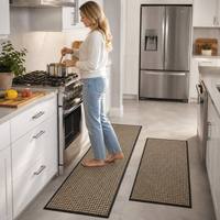 Tapis de cuisine pour sol (Chakme) – Ensemble de 2 tapis de cuisine modernes en polyester de haute qualité avec dos antidérapant en caoutchouc, design 2-en-1, taille la plus grande