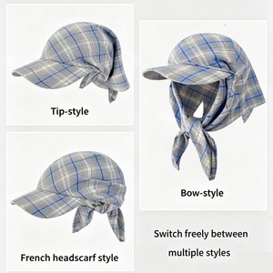Pañuelo tipo bandana de sarga deportiva con logotipo bordado personalizado, estilo casual, con diseño de tartán y lazo para la barbilla, para béisbol, venta al por mayor - Product Image 3