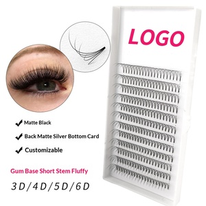Extensions de cils en faux vison à tige courte, effet grande fleur, style européen et américain, courbées, sans perte de racine, racine courte - Product Image 2