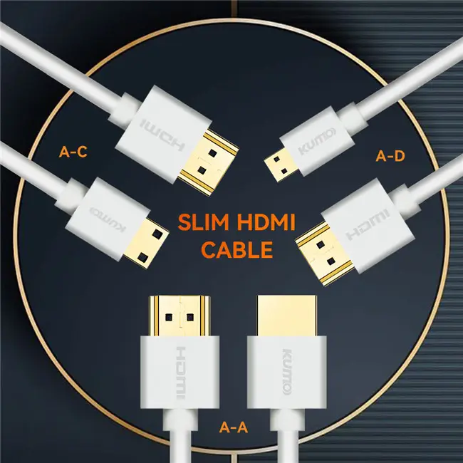 High Speed Super Slim HDMI To Mini Micro HDMI Cable Bare Copper 4k 60hz 2.0 V HDMI Cable