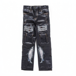 StreetLux Custom American Street Patch Rag Design Sense of Niche Jeans Hombres Instagrammed Pantalones rectos sueltos - Product Image 4