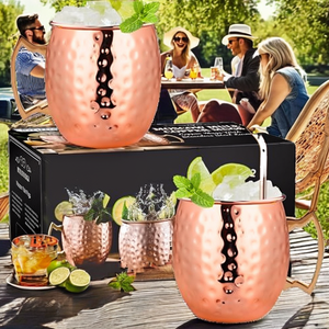 Copper <b>plain</b> <b>Mug</b> Eco-Friendly Portable Moscow Mule <b>Mug</b> Metal Straw 400 ml Insulated Cocktail Beer Coffee Iced Drink - Product Image 2