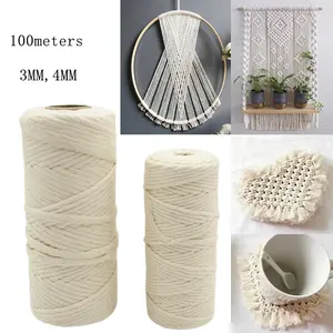 <span class=keywords><strong>Macrame</strong></span> Muur Opknoping Boho Chic Geweven Tapijt-Crème Beige Bohemian Kwastje Art Katoenen Touw Geweven Grote Muur Decor Gordijn - Product Image 5