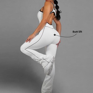 Phòng Tập Thể Dục Cường Độ Cao Thể Hình Bodysuit Không Tay Backless Tập Thể Dục Chân Rộng Yoga Áo Liền Quần Cho Phụ Nữ Nữ Bodycon Áo Liền Quần - Product Image 4
