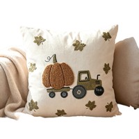Housse de coussin carrée en toile motif citrouille d'automne, style vintage, pour canapé, décoration de Noël pour la maison