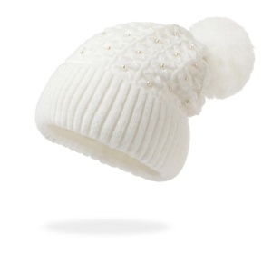 Gorro de invierno para mujer, estilo coreano, para circunferencias de cabeza grandes, gorro de punto con pompón de piel para estudiantes y ciclistas - Product Image 2