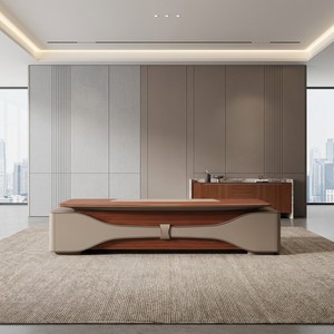 Grande table de réunion de 3,6 m, bureau de PDG, finition cristal, bois de placage naturel, MDF E1, hub de puissance relevable, mobilier de direction - Product Image 1