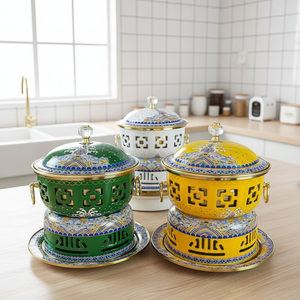 Olla pequeña de cobre cloisonné con esmalte, sin humo, para una sola persona, con tapa y 2 asas. - Product Image 5