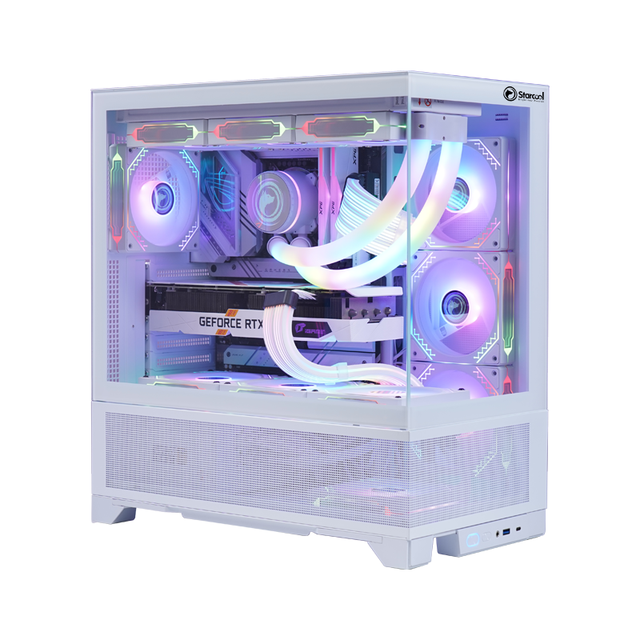Wholesale Tempered Glass White Mid Tower PC Case ATX White Color Computer Gaming case Elegant Horizontal case for Pc